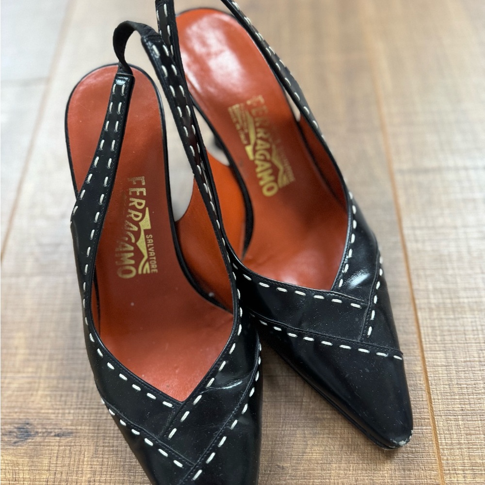 Salvatore Ferragamo Black Women's Slingback Shoes